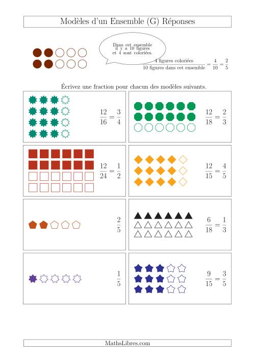 Représentation des Fractions avec des Modèles d'un Ensemble Jusqu'aux Cinquièmes (G) page 2