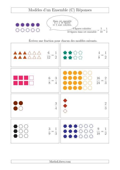 Représentation des Fractions avec des Modèles d'un Ensemble (Demis, Tiers et Quarts) (C) page 2