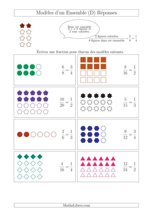 Représentation des Fractions avec des Modèles d'un Ensemble (Demis, Tiers et Quarts) (D) page 2