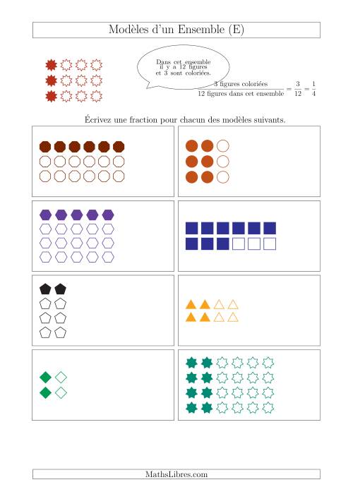 Représentation des Fractions avec des Modèles d'un Ensemble (Demis, Tiers et Quarts) (E)