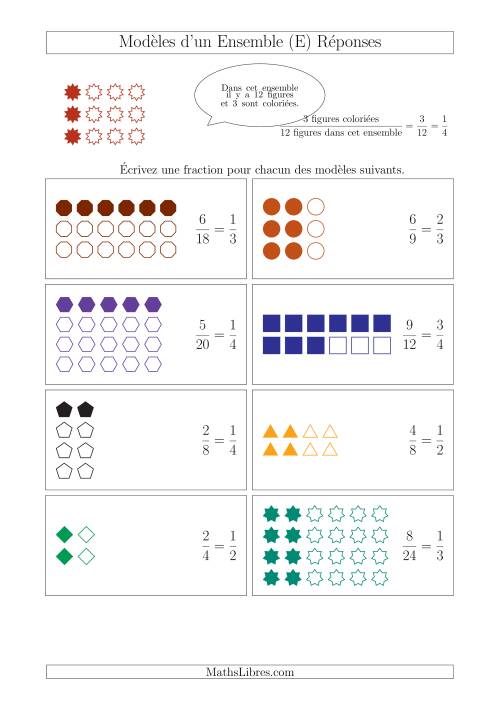 Représentation des Fractions avec des Modèles d'un Ensemble (Demis, Tiers et Quarts) (E) page 2