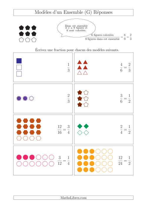 Représentation des Fractions avec des Modèles d'un Ensemble (Demis, Tiers et Quarts) (G) page 2