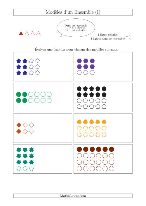 Représentation des Fractions avec des Modèles d'un Ensemble (Demis, Tiers et Quarts) (I)