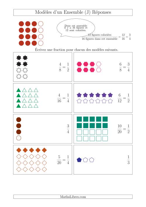 Représentation des Fractions avec des Modèles d'un Ensemble (Demis, Tiers et Quarts) (J) page 2