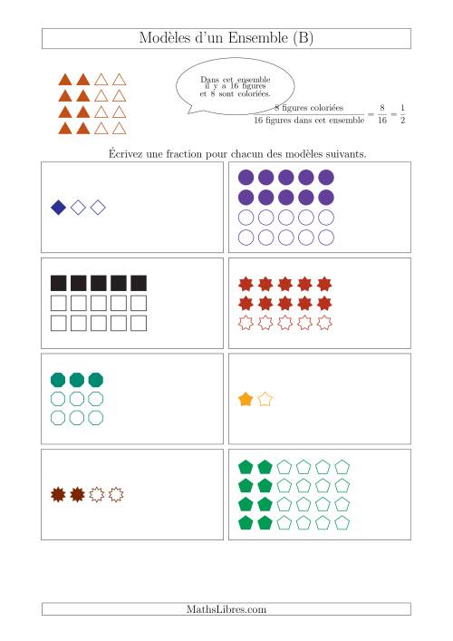 Représentation des Fractions avec des Modèles d'un Ensemble (Demis et Tiers) (B)