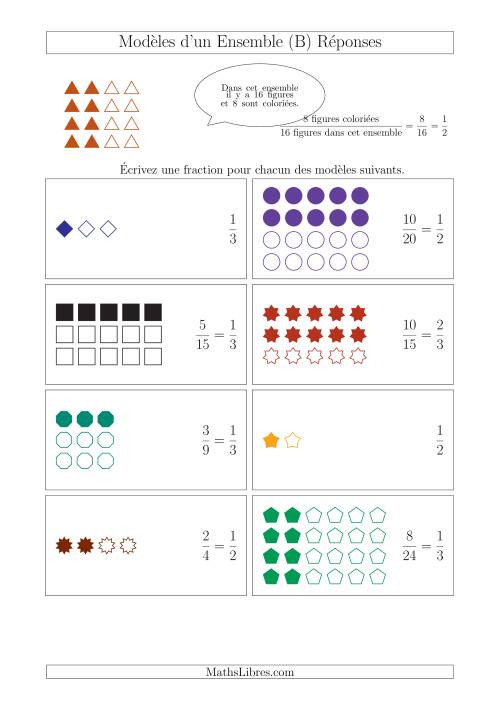 Représentation des Fractions avec des Modèles d'un Ensemble (Demis et Tiers) (B) page 2