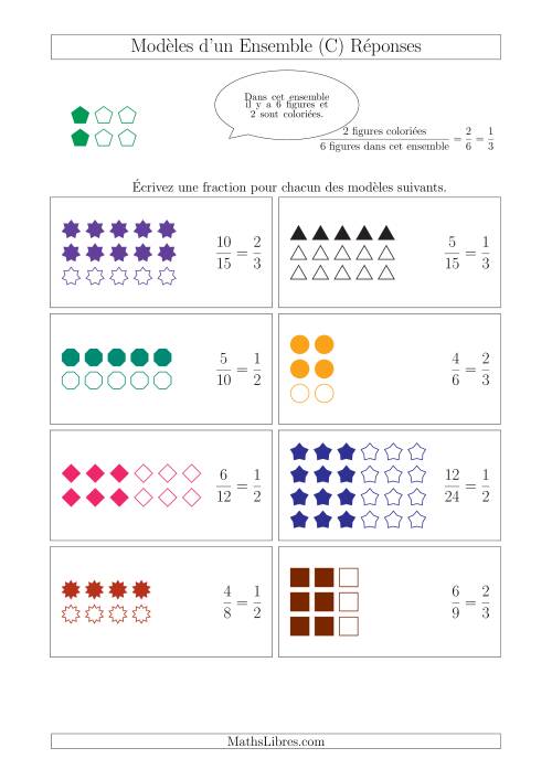 Représentation des Fractions avec des Modèles d'un Ensemble (Demis et Tiers) (C) page 2