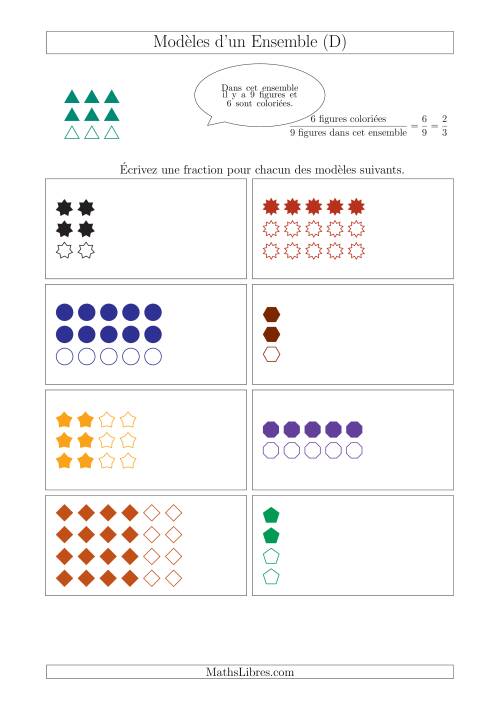 Représentation des Fractions avec des Modèles d'un Ensemble (Demis et Tiers) (D)