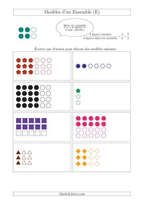 Représentation des Fractions avec des Modèles d'un Ensemble (Demis et Tiers) (E)