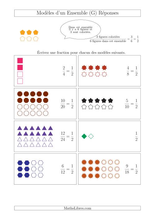 Représentation des Fractions avec des Modèles d'un Ensemble (Demis Seulement) (G) page 2