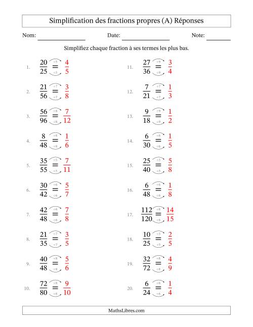 Simplifier fractions propres à ses termes les plus bas (Questions difficiles) (Tout) page 2