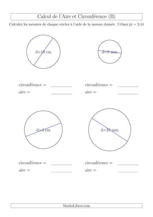 Calcul de Mesures d'un Cercle (B)