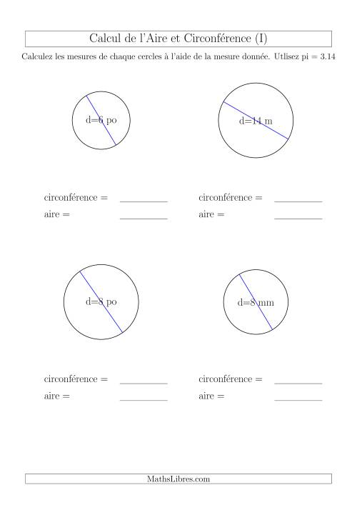 Calcul de Mesures d'un Cercle (I)