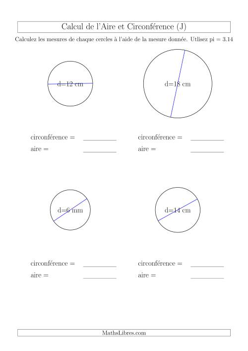 Calcul de Mesures d'un Cercle (J)