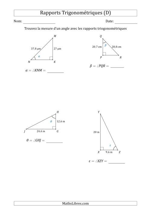 Calcul de la Mesure d'un Angle Avec les Rapports Trigonométriques (D)