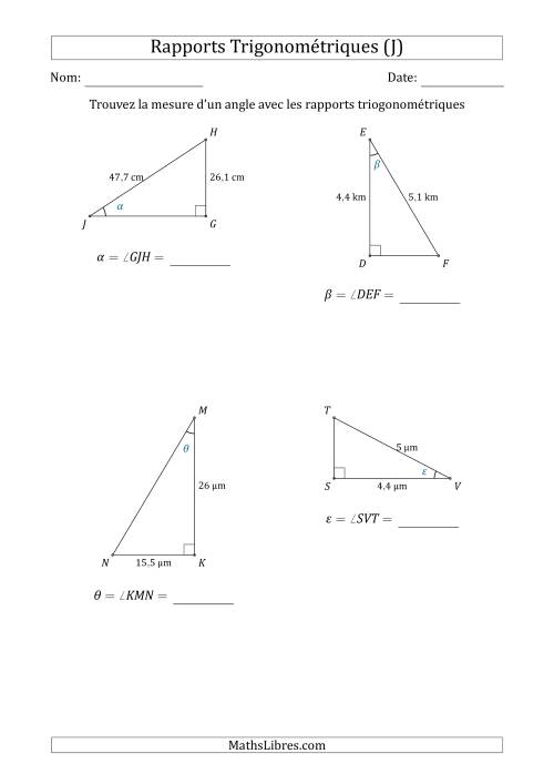 Calcul de la Mesure d'un Angle Avec les Rapports Trigonométriques (J)