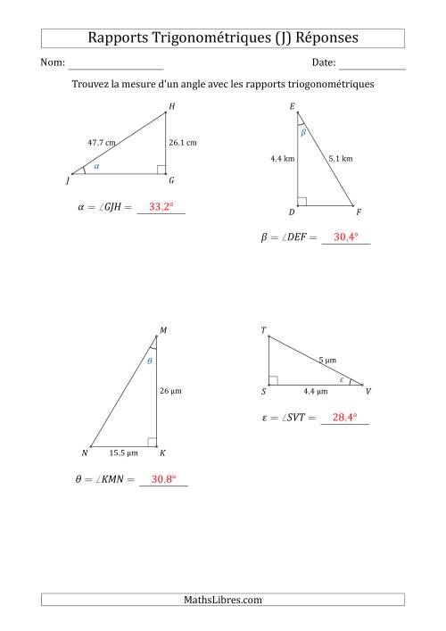 Calcul de la Mesure d'un Angle Avec les Rapports Trigonométriques (J) page 2