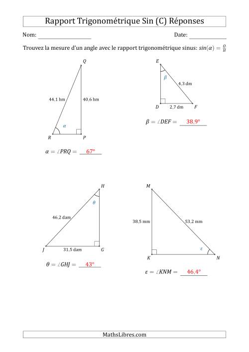 Calcul de la Mesure d'un Angle Avec le Rapport Trigonométrique Sinus (C) page 2