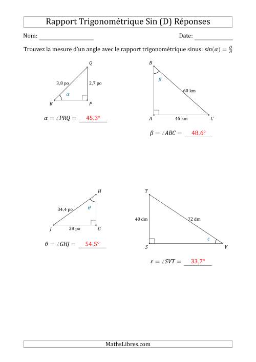 Calcul de la Mesure d'un Angle Avec le Rapport Trigonométrique Sinus (D) page 2