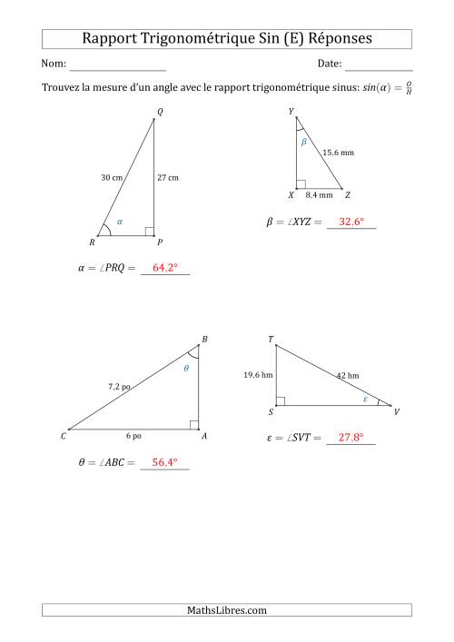 Calcul de la Mesure d'un Angle Avec le Rapport Trigonométrique Sinus (E) page 2