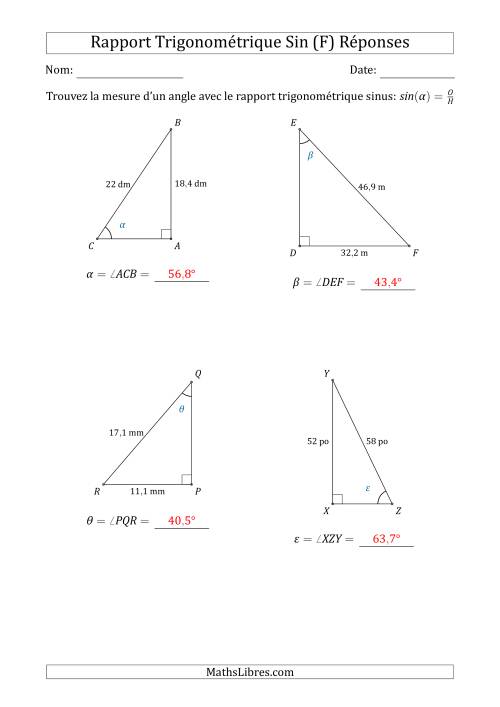 Calcul de la Mesure d'un Angle Avec le Rapport Trigonométrique Sinus (F) page 2