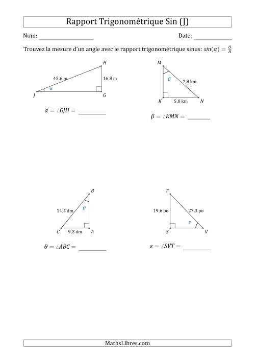 Calcul de la Mesure d'un Angle Avec le Rapport Trigonométrique Sinus (J)