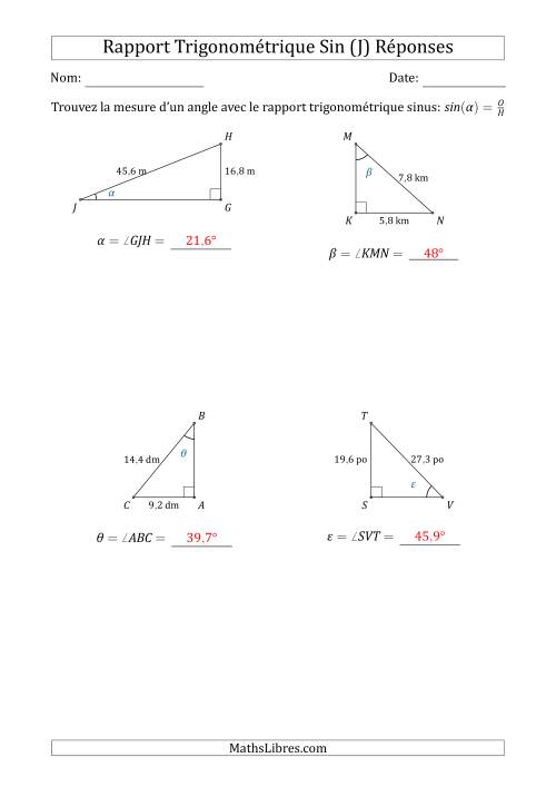 Calcul de la Mesure d'un Angle Avec le Rapport Trigonométrique Sinus (J) page 2
