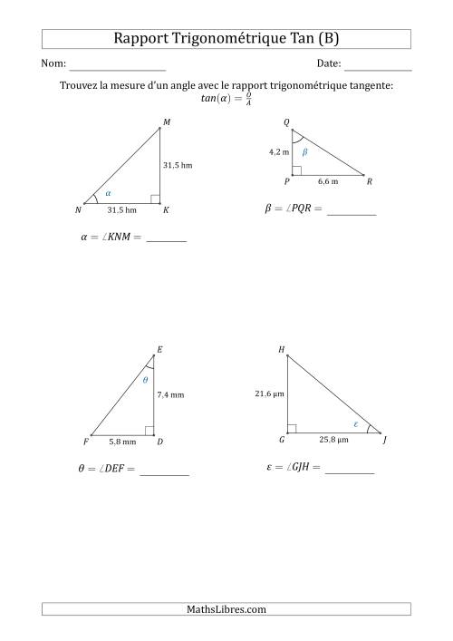 Calcul de la Mesure d'un Angle Avec le Rapport Trigonométrique Tangente (B)