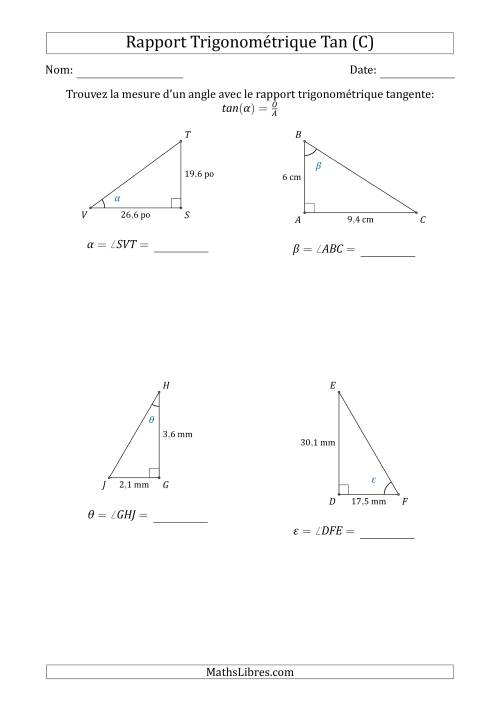 Calcul de la Mesure d'un Angle Avec le Rapport Trigonométrique Tangente (C)