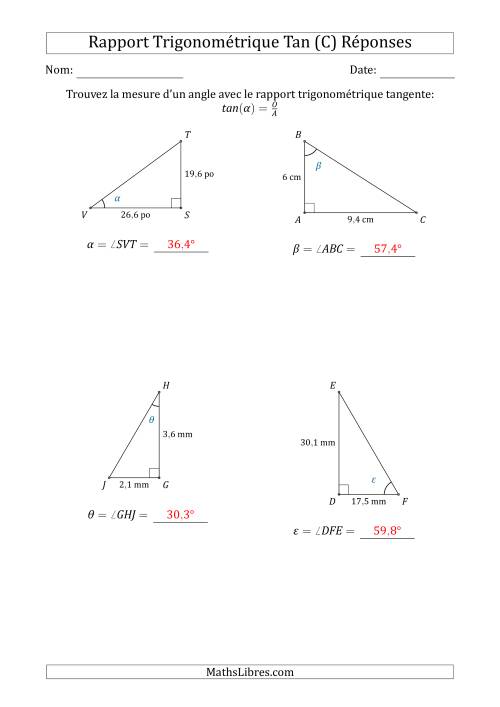 Calcul de la Mesure d'un Angle Avec le Rapport Trigonométrique Tangente (C) page 2