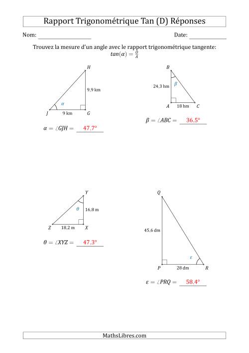 Calcul de la Mesure d'un Angle Avec le Rapport Trigonométrique Tangente (D) page 2