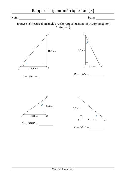 Calcul de la Mesure d'un Angle Avec le Rapport Trigonométrique Tangente (E)