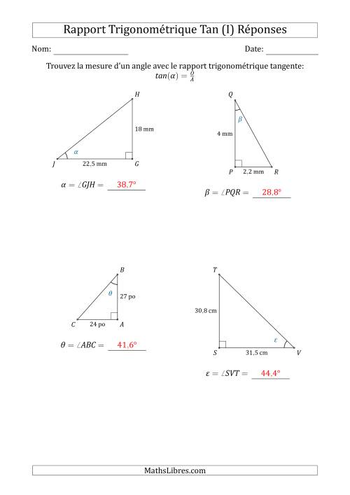 Calcul de la Mesure d'un Angle Avec le Rapport Trigonométrique Tangente (I) page 2