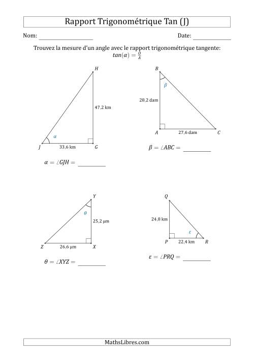 Calcul de la Mesure d'un Angle Avec le Rapport Trigonométrique Tangente (J)