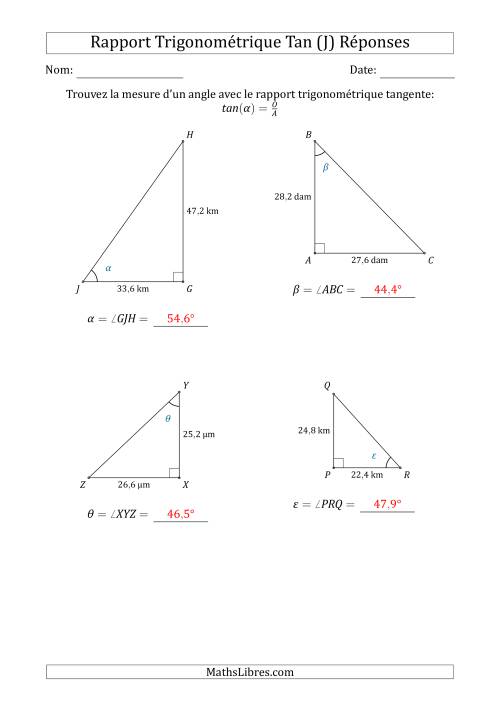 Calcul de la Mesure d'un Angle Avec le Rapport Trigonométrique Tangente (J) page 2