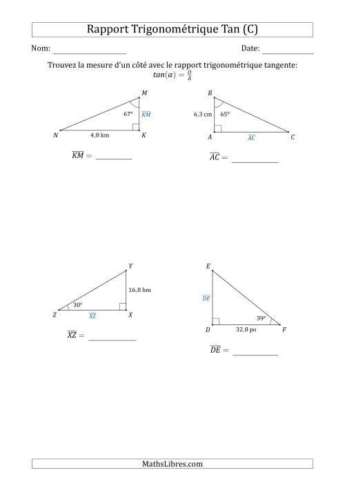 Calcul de la Mesure d'un Côté Avec le Rapport Trigonométrique Tangente (C)