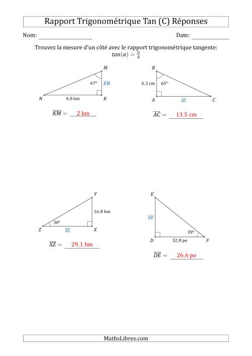 Calcul de la Mesure d'un Côté Avec le Rapport Trigonométrique Tangente (C) page 2