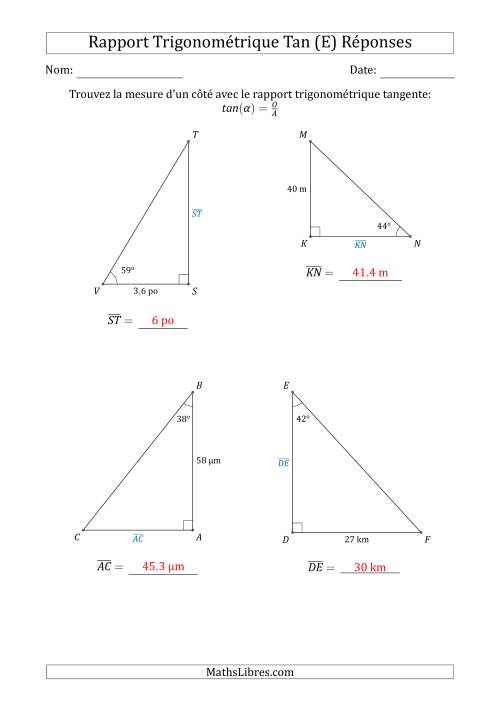 Calcul de la Mesure d'un Côté Avec le Rapport Trigonométrique Tangente (E) page 2