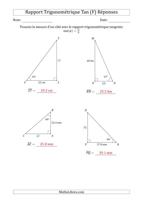 Calcul de la Mesure d'un Côté Avec le Rapport Trigonométrique Tangente (F) page 2