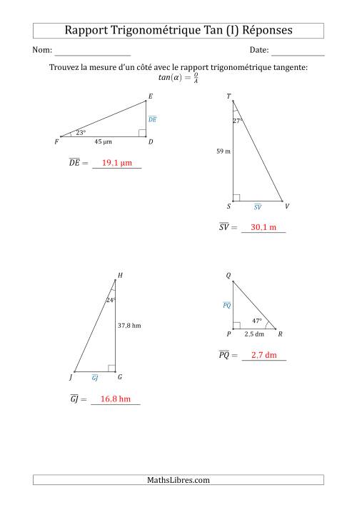 Calcul de la Mesure d'un Côté Avec le Rapport Trigonométrique Tangente (I) page 2