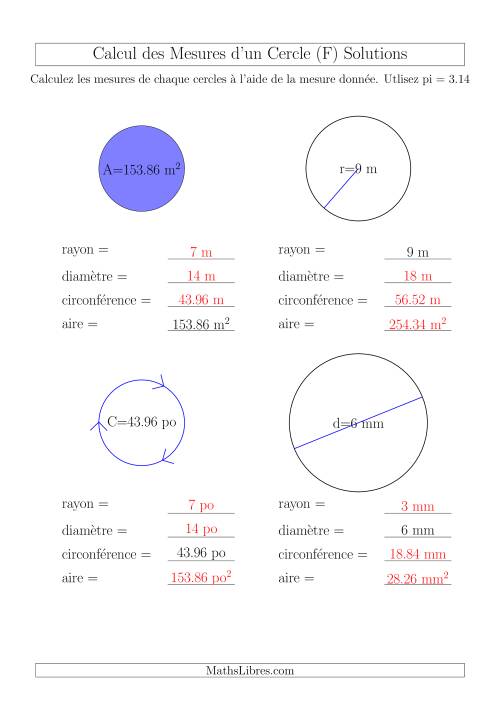 Calcul de l'Aire & Circonférence (F) page 2