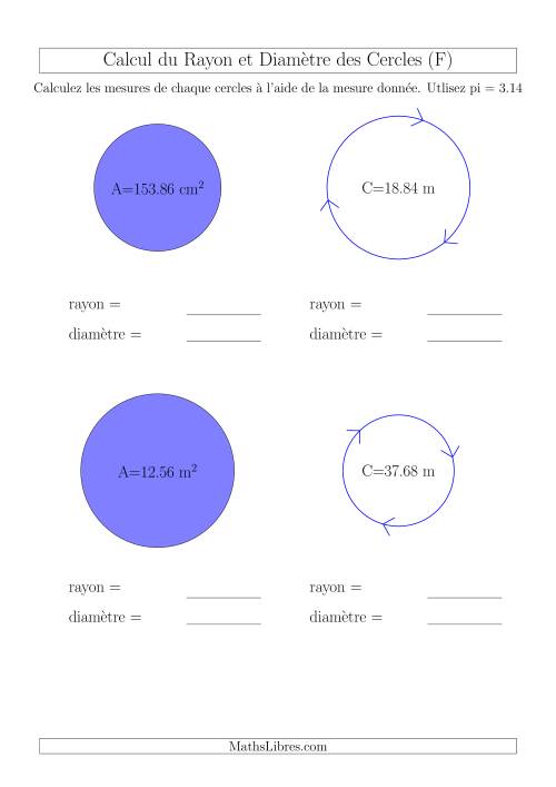 Calcul du Rayon & Diamètre (F)