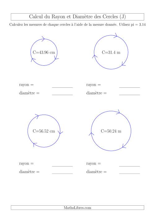 Calcul du Rayon & Diamètre à Partir de la Circonférence (J)