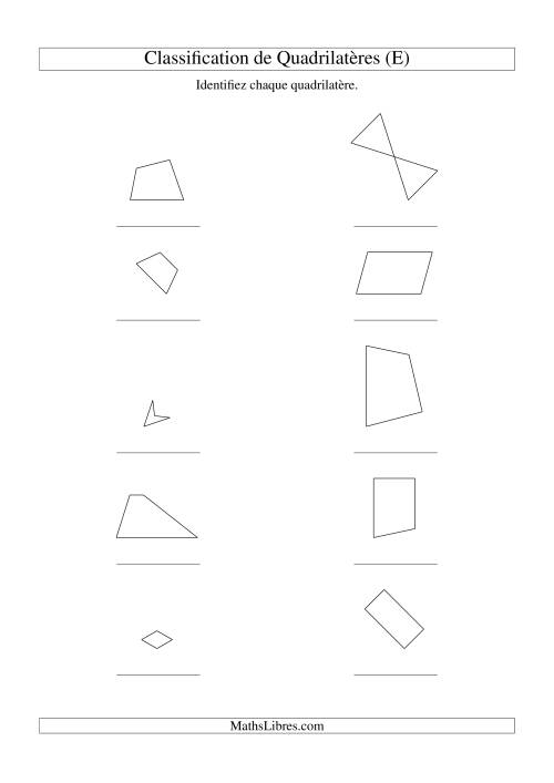 Classification de quadrilatères (avec rotation) (E)