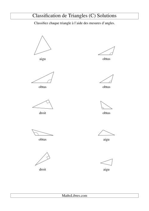 Classification de triangles à l'aide de leurs angles (C) page 2