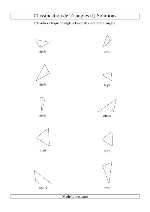 Classification de triangles à l'aide de leurs angles (I) page 2