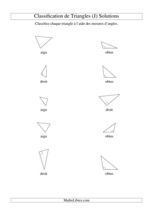 Classification de triangles à l'aide de leurs angles (J) page 2