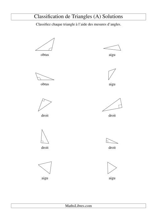 Classification de triangles à l'aide de leurs angles (Tout) page 2