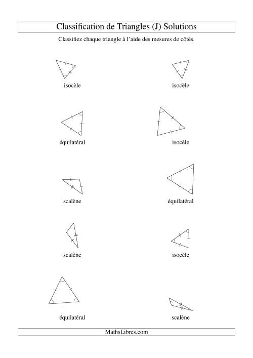 Classification de triangles à l'aide de leurs mesures de côtés (J) page 2