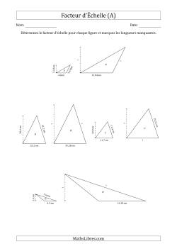 Déterminer les Facteurs d'Échelles des Triangles et Déterminer les Longeurs Manquantes (Facteur d'Échelle à un Intervalle de 0,1)